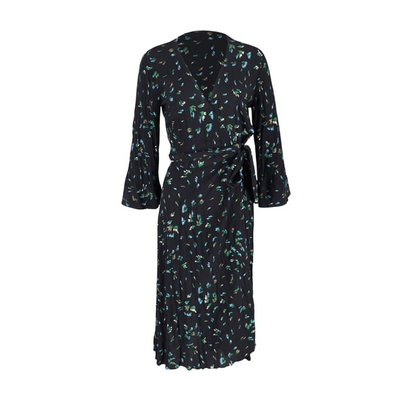 Pre-Owned Ganni Bluebell Print Wrap Dress in Floral Print Viscose