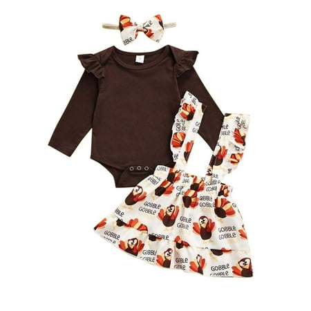 

KI-8jcuD Summer Outfits For Toddler Girls Baby Girls Autumn Winter Thanksgiving Turkey Print Cotton Long Sleeve Suspender Skirts Tops Romper Bodysuit Set Outfits Clothes 18 Month Girl Clothes Baby G