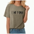 thumbnail image 5 of Towmus I'M Fine Casual Letter T-Shirt Women Funny Halloween Clothes Gift Print Graphic Tee Tops, 5 of 6