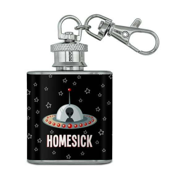 Homesick UFO Alien Funny Stainless Steel 1oz Mini Flask Key Chain