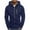 Navy, variant on Mens Solid Sports Fitness Sweater Cardigan Hooded Long Sleeve Zipper Jacket