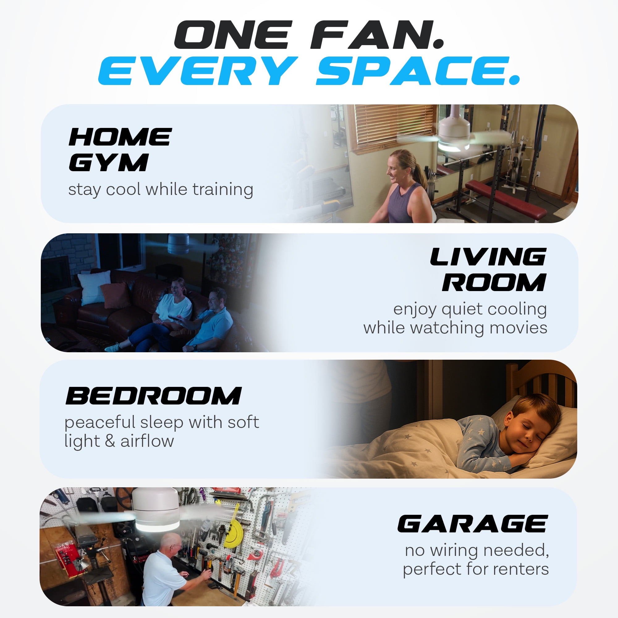 Bell+Howell Socket Breeze Socket Fan Light with Remote, Portable Small Ceiling Fans with Lights for Bedroom, Ceiling Fan with Light 3500K, 1000 Lumens, Screws into E26/E27, Black