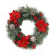 thumbnail image 2 of Aldaba navideña con corona de flores para interiores y exteriores, ideal para el invierno, con flores rojas y frutos rojos, piñas y adornos navideños de plástico., 2 of 6