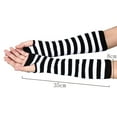 thumbnail image 3 of UTSJKR Womens Punk Gothic Long Arm Warmers Striped Fingerless Gloves Winter Knitted Stretchy Mittens Thumb Hole Wrist Warmer Gray, 3 of 8