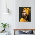 thumbnail image 3 of ONETECH African American Women Canvas Wall Art Black Woman Yellow Hair Beauty Abstract Painting Canvas Prints Living Room Bedroom Bathroom Framed Home Decor Ready to Hang,16x20 in, 3 of 4