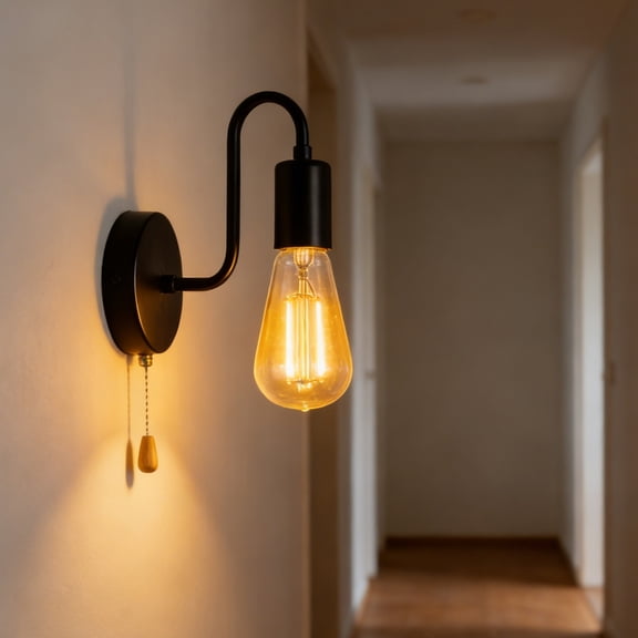 Bedside Lamp Pull Chain Wall Sconce Light Bedroom LED Wall Lights Indoor Lighting for Bedroom Living Room