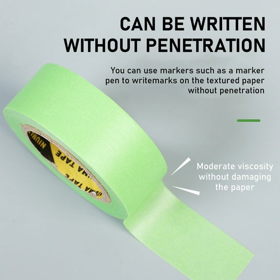 Multi-Purpose Green Masking Tape for Painting and Labeling, Low-Tack Adhesive Paper Tape, Residue-Free Professional Artist Grade Supplies, 0.7in(W)