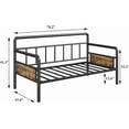 thumbnail image 3 of Tamaño individual - size daybed frame con cabecero | sturdy metal & mdf, easy - assembly negra sofa cama para sala de estar, dormitorio o guest room, 3 of 8