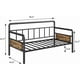 thumbnail image 3 of Tamaño individual - size daybed frame con cabecero | sturdy metal & mdf, easy - assembly negra sofa cama para sala de estar, dormitorio o guest room, 3 of 8