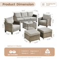 thumbnail image 2 of ODELIO 6 Pieces All-Weather Rattan Wicker Patio Furniture Set, Outdoor Sectional Sofa with Ottomans, Outdoor Conversation Set for Porch, Patio & Backyard, 2 of 7