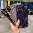 thumbnail image 6 of Compatible with iPhone 14 Pro Max Case 6.7 Inch, Luxury 3D Design Electroplated Water Ripple Case for Women Girls, Curly Wave Frame Soft Shockproof Camera Protective Back Cover-Silver, 6 of 13