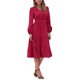thumbnail image 2 of Vestido Midi Casual Elegante de Manga Larga con Volantes y Cuello en V para Mujeres XS Rojo Oscuro, 2 of 6