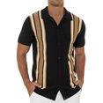 thumbnail image 4 of Iceglad Mens Polo Shirts Vintage Striped Knitting Short Sleeves Button Down Golf Shirts, 4 of 10