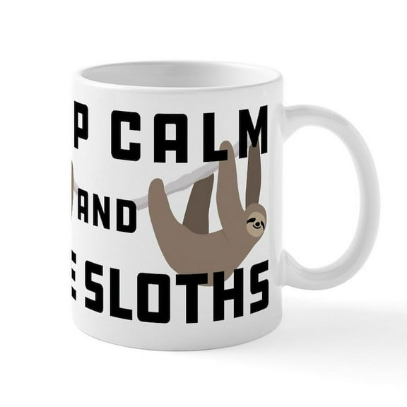 CafePress - Keep Calm And Love Sloths - 11 oz Ceramic Mug - Novelty Coffee Tea Cup