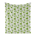 thumbnail image 1 of Floral Soft Flannel Fleece Throw Blanket, Fresh Tones Spring Blossoming Leaves Ornaments Plain Background, Cozy Plush for Indoor and Outdoor Use, 50" x 60", Yellow Green Fern Green, by Ambesonne, 1 of 5