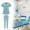 Light Blue Color M, variant on Scrub Set SPA Scrubs 62cm-86cm Elastic Waist Fashion Top Pants Breathable Soft Working Uniform Workwear Scrubs for Yoga Jogger Doctors Nurse Black S