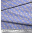 thumbnail image 3 of Soimoi Blue Cotton Jersey Fabric Buds & Leaves Print Fabric by Yard 64 Inch Wide, 3 of 3