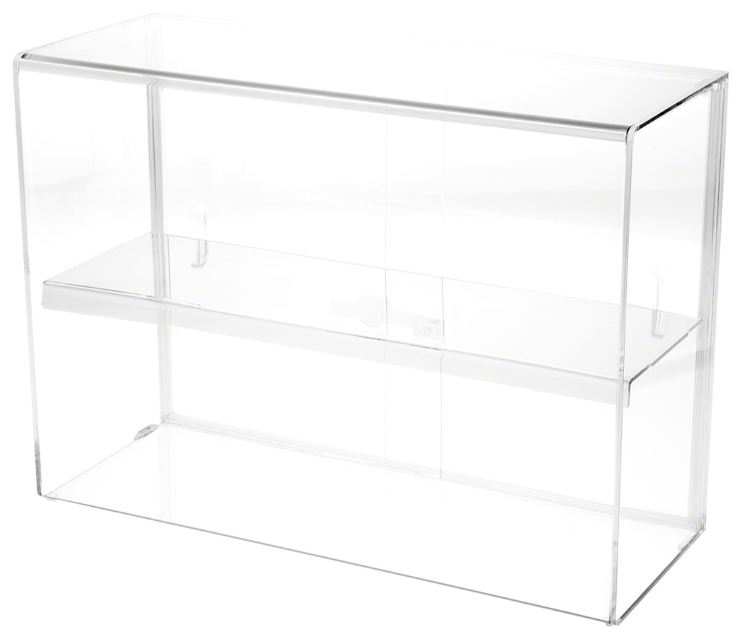 Plymor Clear Acrylic Locking Display Case w// 3 Angled Shelves 12.75 H x 10.25 W x 5 D