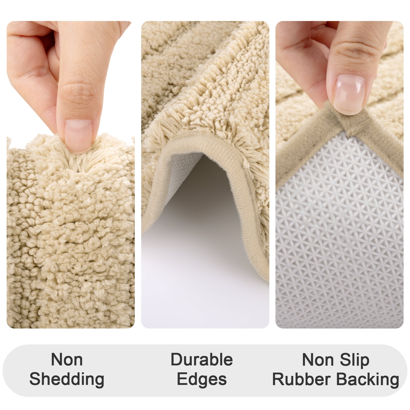 Bathroom Rugs Sets 3 Piece, Soft Absorbent Microfiber Bath Mats and U-Shaped Contour Toilet Rug, Plush Shaggy Bath Mat Set for Bathroom