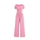 thumbnail image 1 of Mono Enterizo PRETTYGARDEN de Verano para Mujer Cuello Cuadrado Pierna Ancha Rosa Talla L, 1 of 8
