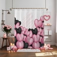 thumbnail image 4 of Valentine's Day Shower Curtain Black Pink Love Heart Bathroom Curtains with Hooks, Waterproof Fabric Balloon Romantic Bath Shower Curtains Set for Bathroom Bathtubs Valentines Decor 72x72 Inch, 4 of 9
