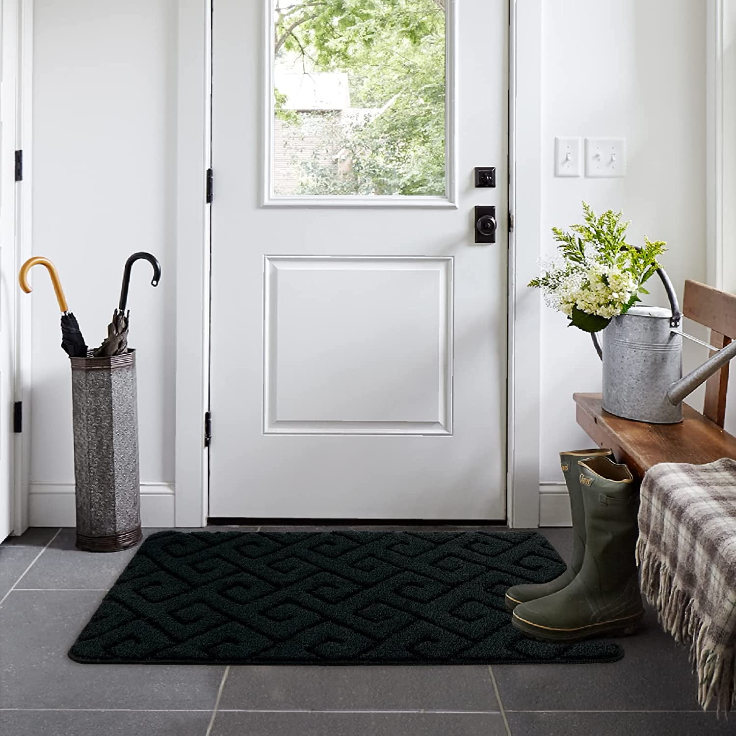Walensee Indoor Doormat, Front Door Mat for Entrance, 36"x59" Black
