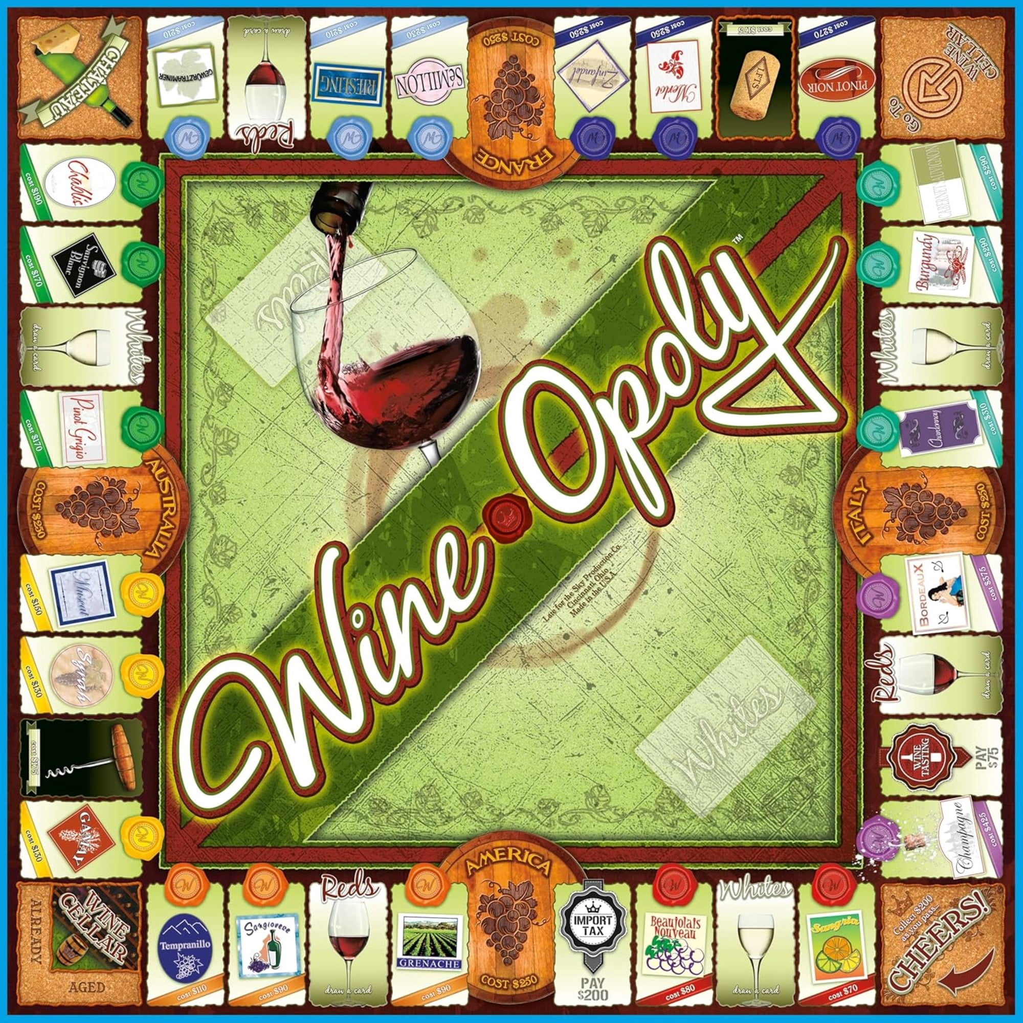 Late for the Sky Wine-Opoly Board Game, Adults 18 and up