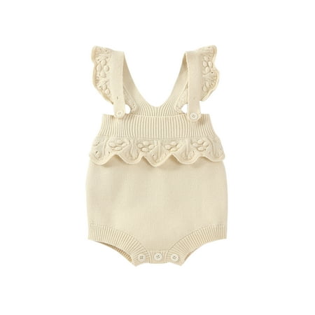 

Mioliknya Girl Knitting Jumpsuit Solid Square Neck Sleeveless Sweater Romper