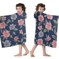 thumbnail image 4 of Pioneer Flower Floral Print Pattern Hooded Bath Towel，50"x30" for Ages 3 To 12 Kids, Quick Dry Lightweight Soft Microfiber Hood Beach Towel Cover Up for Kids, 4 of 7