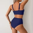 thumbnail image 4 of MIXUE Swim Suits for Women Solid Color Sexy Two Piece High Waist Bikini Sets for Women Swimwears Bathing Suits,Blue,L, 4 of 7
