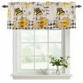 thumbnail image 2 of Yellow Gnomes Valances for Windows, Vintage Daisy Honey Plaid Flower Light Filtering Kitchen Curtains, Rod Pocket Window Valance Curtains for Living Room Bedroom, 54" W x 18" L, 2 Panels, 2 of 9