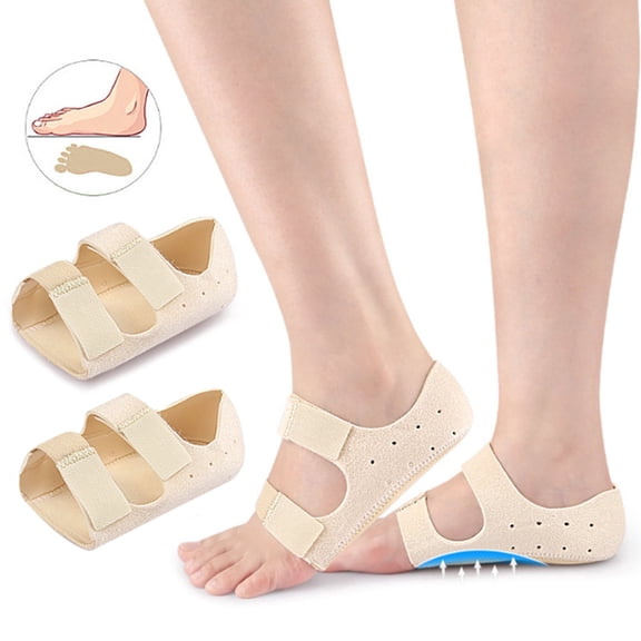 Plantar Fasciitis Relief & Arch Support Heel Cups (1 Pair) - 2-in-1 Heel-to-Arch Support for Women & Men, Heel Inserts with Adjustable Straps for Heel Pain & Flat Feet