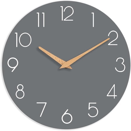 Wall Clock, 16 Inch Wooden Battery Operated Wall Clocks Silent Non-Ticking, Decorative Black Clock for Living Room, Bedroom, Kitchen, Home, Office, School, Hotel