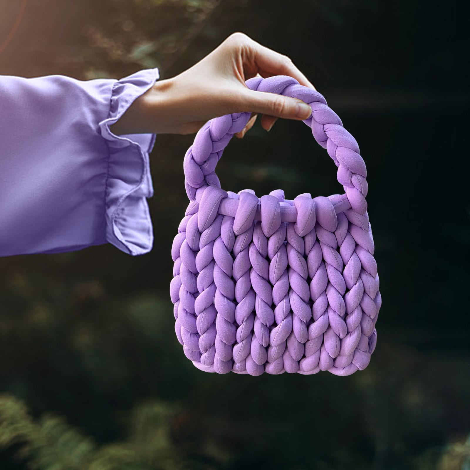 Segolike Women Crochet Bag Pouch Handbag Woven Chunky Lady Trendy Clutch Wallet Lightweight Shoulder Bag Underarm Bag for Travel Wedding Work
