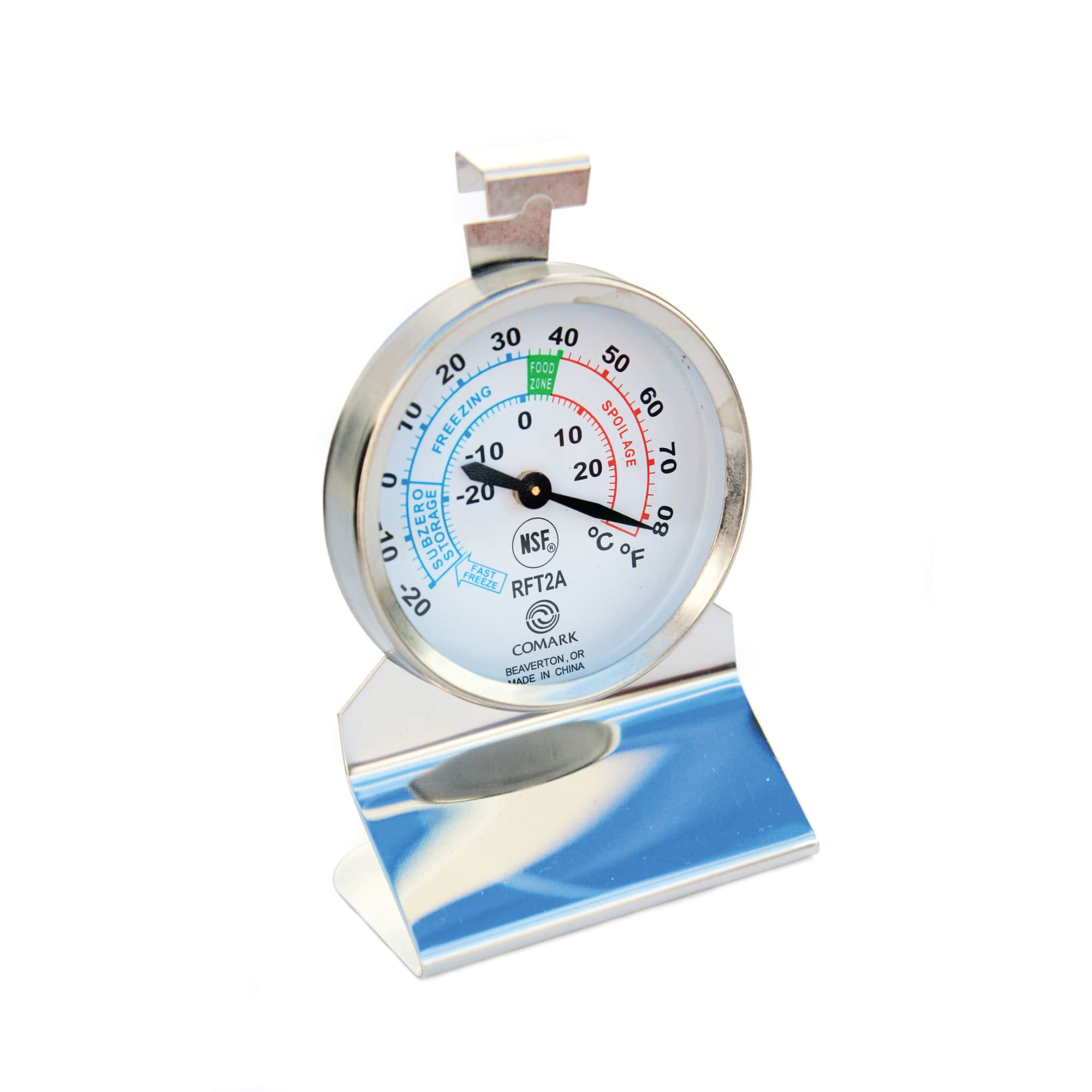 RFT2AK Refrigerator/Freezer Thermometer with color-coded zones
