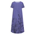 thumbnail image 4 of QJUHUNG Dégagement Femmes Casual Col Rond Imprimé Été Poches à Manches Courtes Robe, 4 of 6