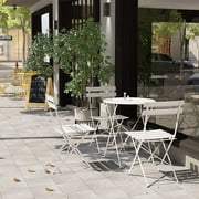 Grand Patio Metal 3-Piece Folding Bistro Table and Chairs Set, Outdoor Patio Dining Furniture for Small Spaces, Balcony, White