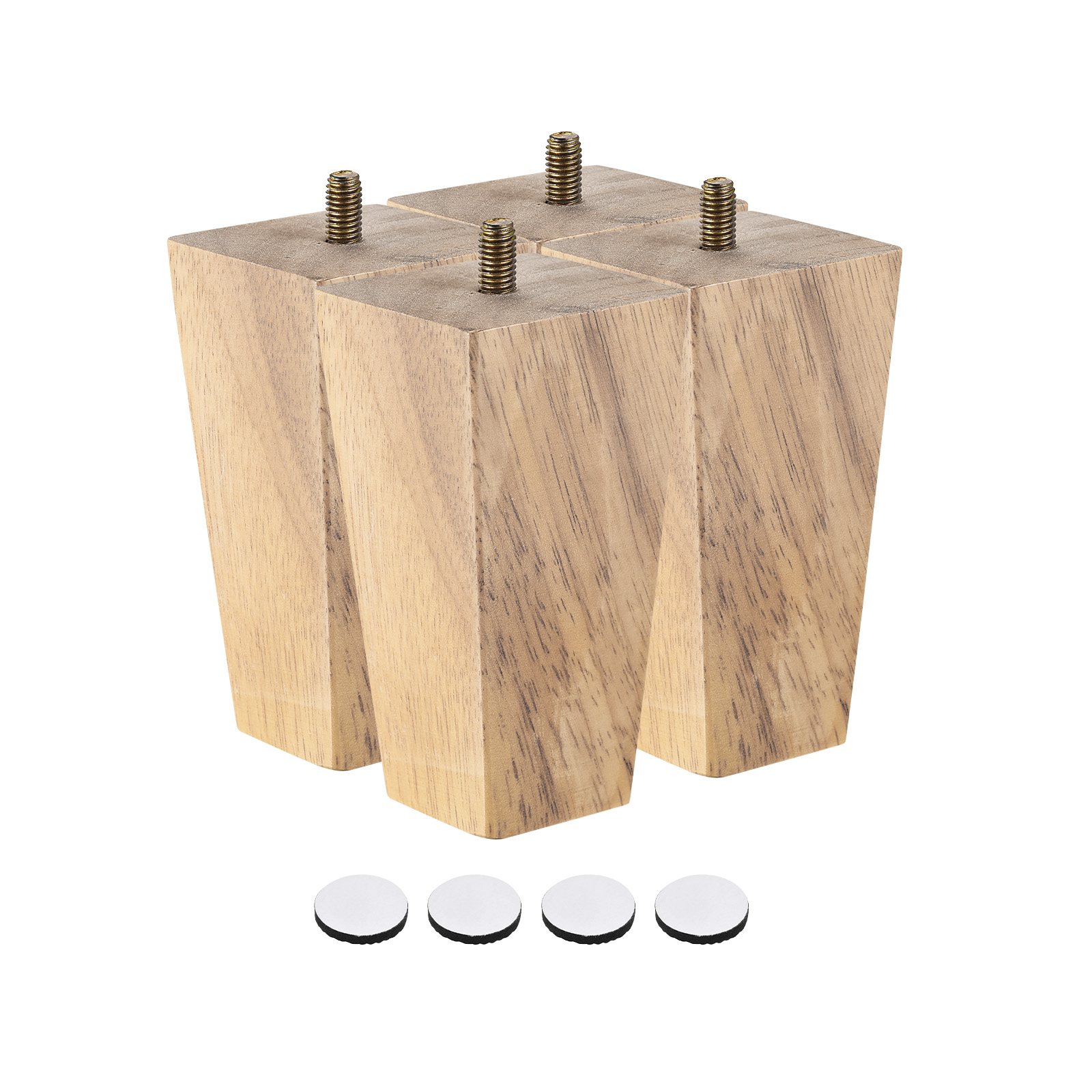 Uxcell Furniture Legs 4.3 Inch(110mm) Set of 4 Square Solid Wood Couch
