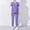 Purple, variant on asdoklhq Jogger Scrubs for Women Short-Sleeved Solid Color Pocket-Neck Nurse Suit Navy 4X