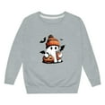 thumbnail image 4 of Tfken Halloween Children Girls Sweatshirt Crew Neck Long Sleeve Cartoon Print Pullover Sweater Classic-Fit Grey Tops Size 9-10 Years, 4 of 4