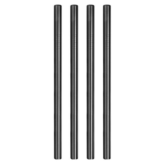 4Pack Reusable Metal Straws, 9.5" Stainless Steel Drinking Straw (0.5" Wide, Straight, Black)