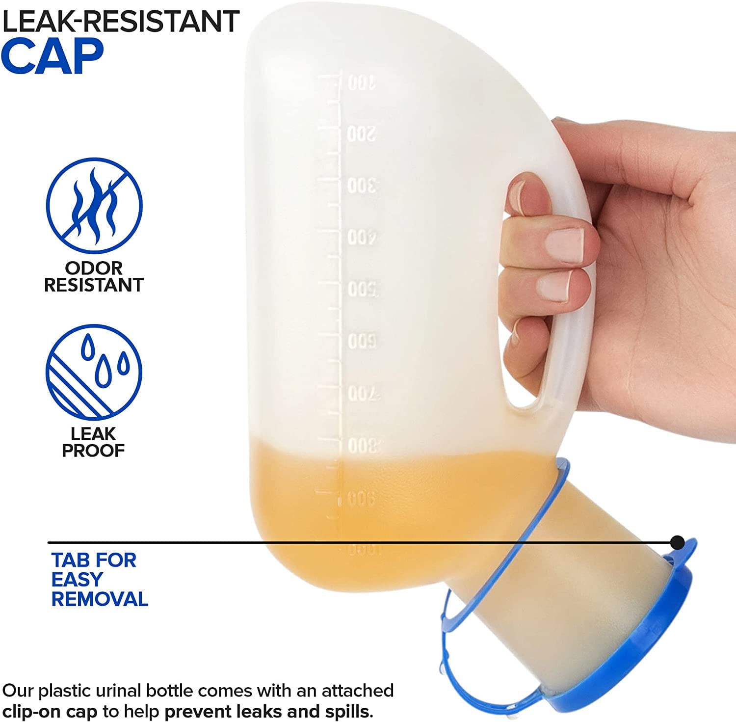 Unisex Urinal Bottle (1 Pack) - Portable Urinal for Women & Men - Female Urinal with Lid - 32 Oz Female Urination Device - Women Pee Funnel Cup for Emergency, Travel, Car & Camping - Stock Your Home