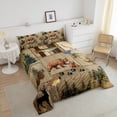 thumbnail image 3 of Rustic Cabin Bedding Jungle Bears Comforter Set Country Nature Duvet Insert Bear Paw Print Moose Butterlfy Fish Quilt with 1 Pillow Sham Vintage Mountain Pine Tree Warm,Twin, 3 of 5