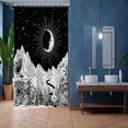 thumbnail image 4 of Stall Shower Curtain 36Wx72HInch Narrow Partition Fabric Water Resistant Shower Curtain, Black and White Hippie Moon Boho Wild Flower Shower Curtain Set, 4 of 5