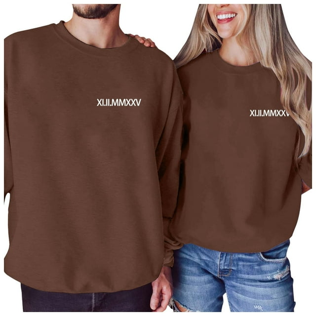 SOMOWI Chandail en Molleton de la Saint-Valentin pour Femmes, Imprimé Mode, Col Rond Ample, Chandail à Capuchon Graphique Marron, Automne, P