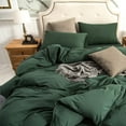 thumbnail image 4 of ZXNYH Jersey Knit Duvet Cover Set 100% T-Shirt Cotton Super Soft Comfy 3pc Bedding Set with Zipper Closure (Solid Forest Green, Queen), 4 of 7