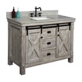 thumbnail image 3 of InFurniture WK8548-W-CS SQ TOP 48 in. Rustic Solid Fir Barn Door Style Single Sink Vanity in White Wash with Coastal Sands Marble Top with Rectangular Sink - No Faucet - 49 x 34.6 x 22 in., 3 of 3