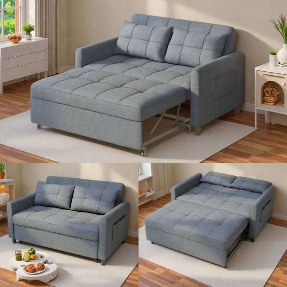 Convertible Sofa Bed, Lofka 3 in 1 Sleeper Sofa for Living Room, Dark Gray
