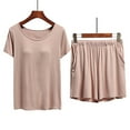thumbnail image 3 of Bjutir Pajamas For Women Set With Chest Pad Bra Underwear Short Sleeved T Shirt Top 5 Pants Summer Thin Of Home Wear Set, 3 of 3