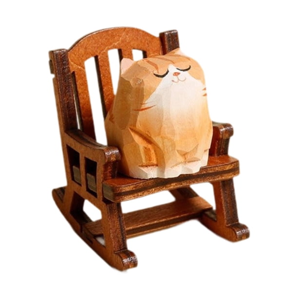 Figura de animal mecedora, adorno de escritorio, mini figura, escultura en miniatura Gato